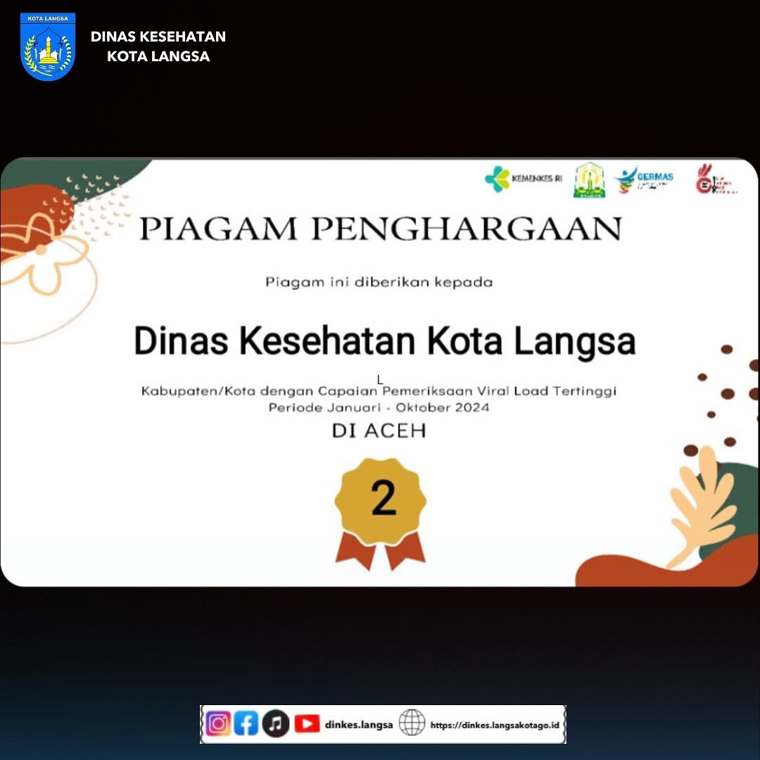 Dinas Kesehatan Kota Langsa Raih Penghargaan